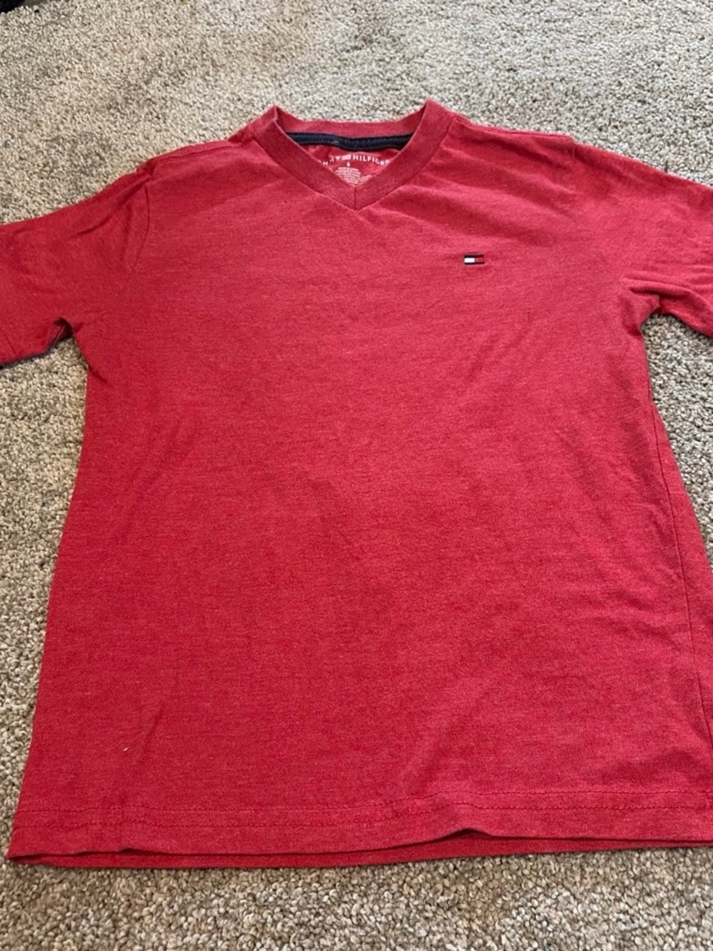 Tommy Hilfiger Men's Red V-Neck Tee